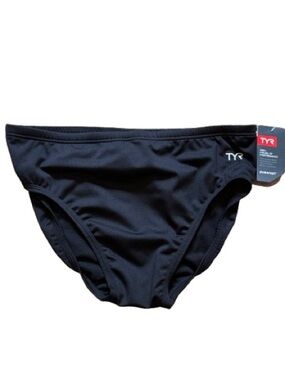 TYR Durafast Solid Male Racer-A Swim Brief Black Size 38 XL UPF 50+ Colorfast